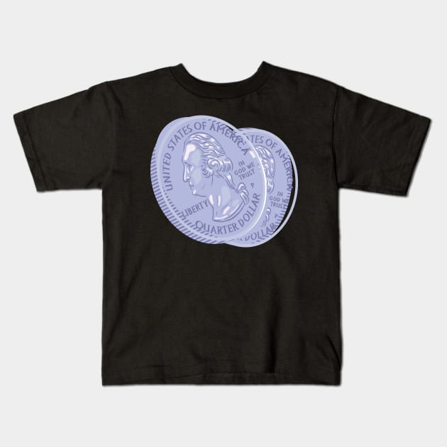 USA Quarter Dollar 25 Cents Coin Collector Gift II Kids T-Shirt by woormle